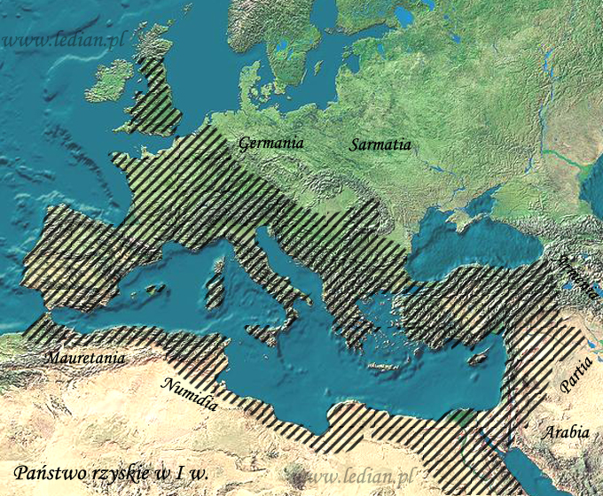 Mapa państwa rzymskiego w I w.